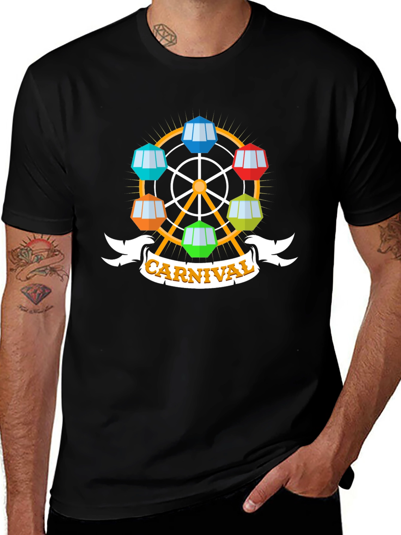 Carnival Ferris Wheel Graphic Tee - Black