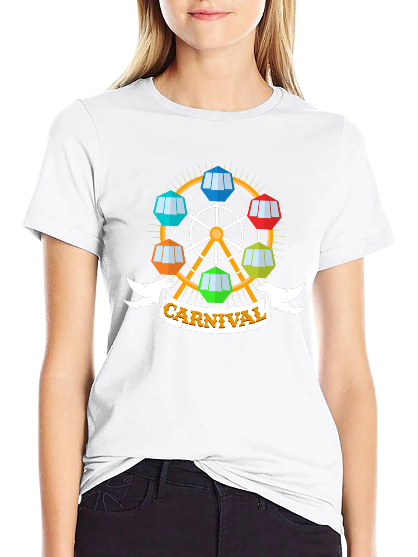 Carnival Ferris Wheel Graphic Tee - Black