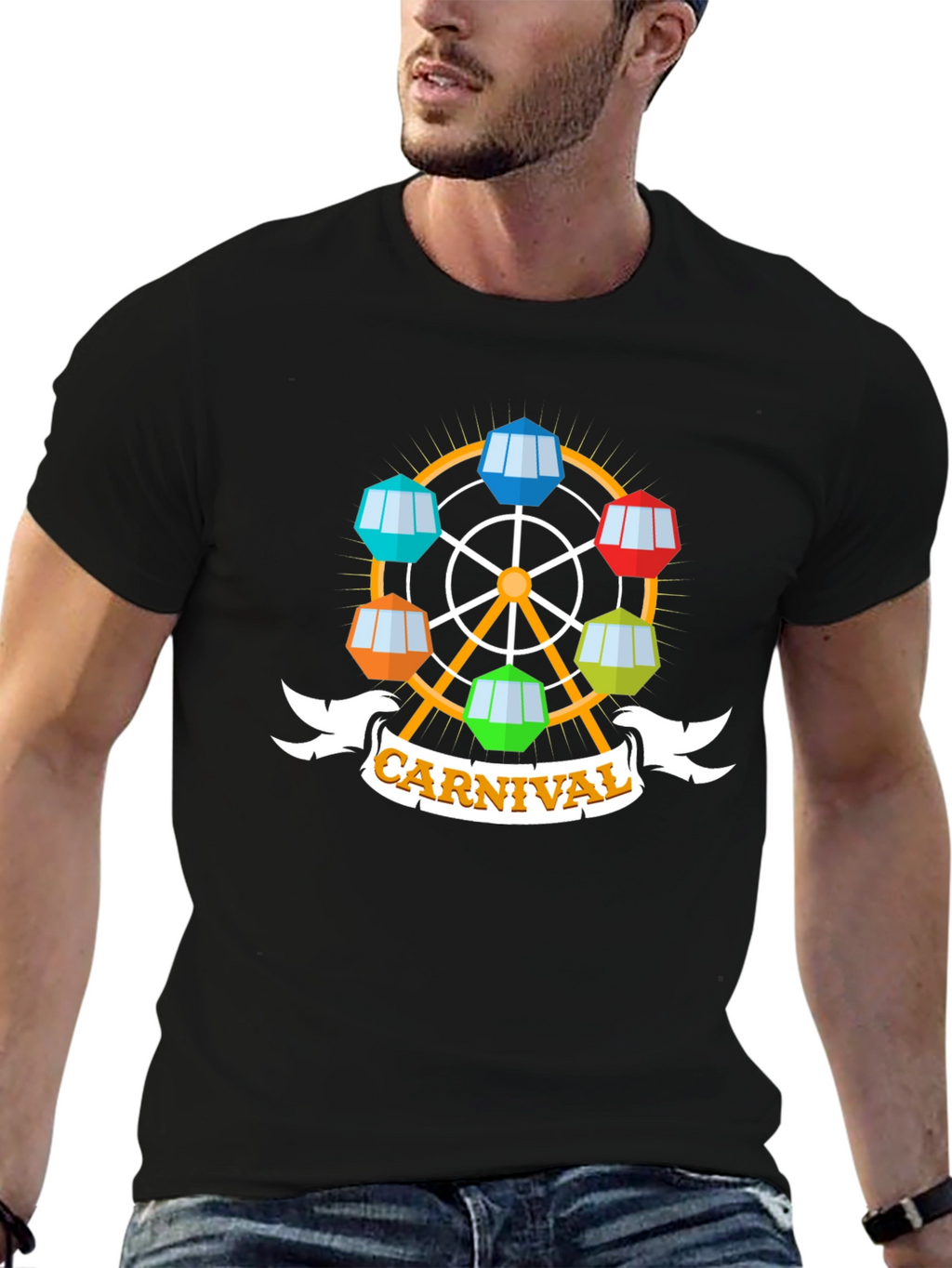 Carnival Ferris Wheel Graphic Tee - Black