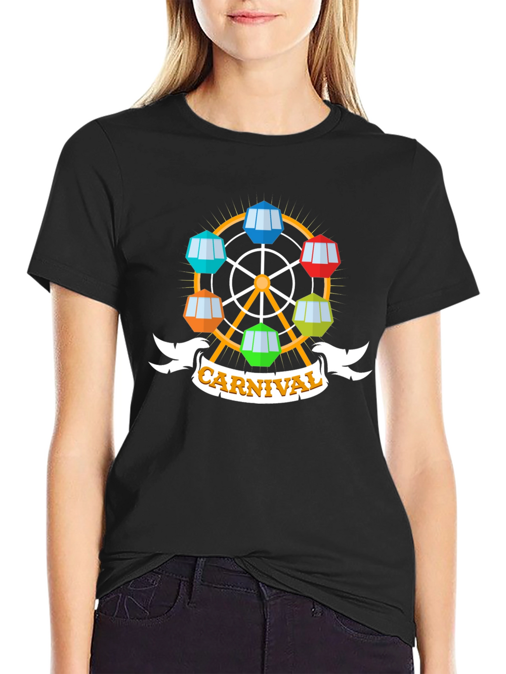 Carnival Ferris Wheel Graphic Tee - Black