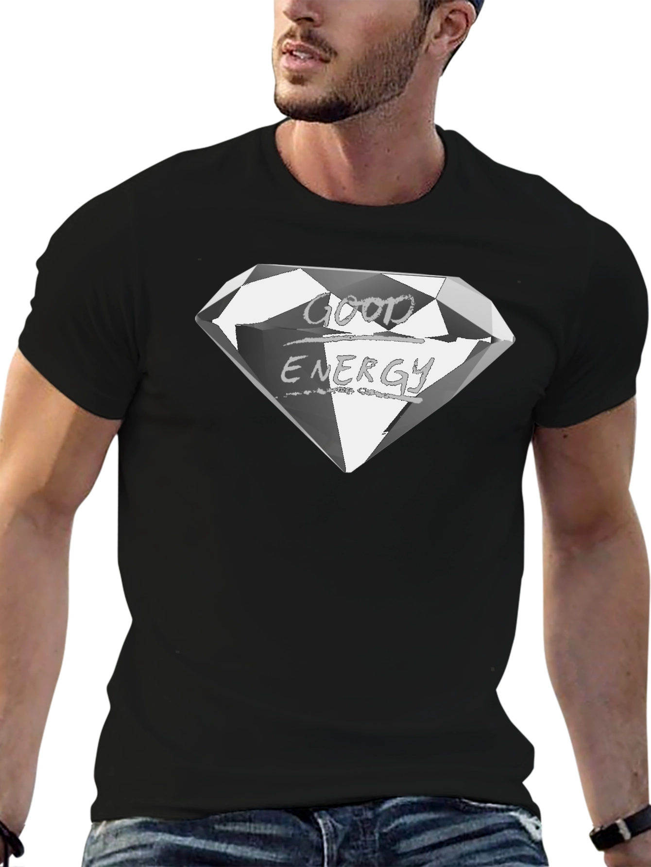 Good Energy Diamond Graphic Tee - Premium Black Shirt
