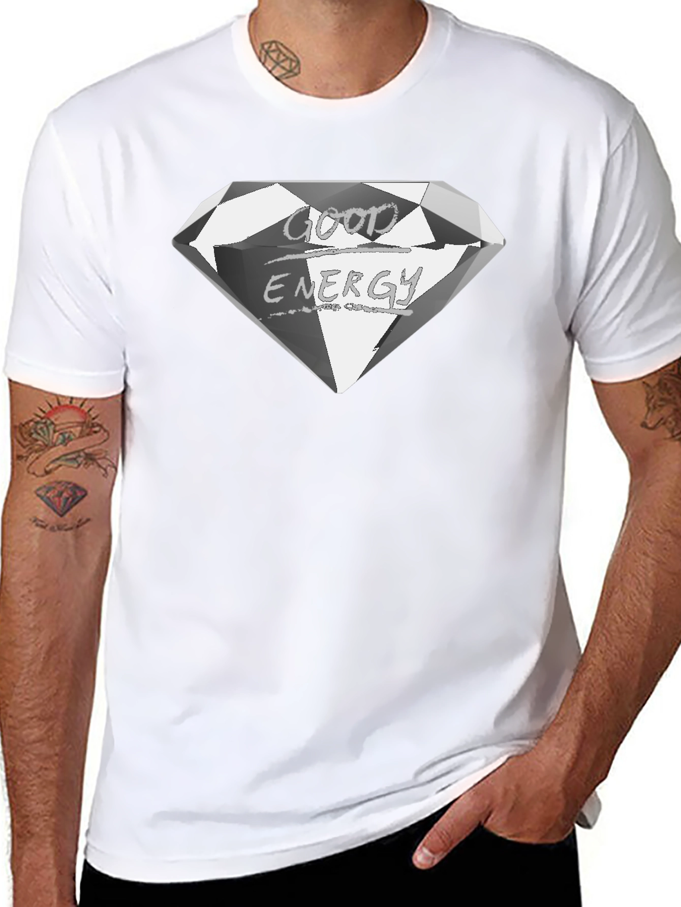 Good Energy Diamond Graphic Tee - Premium Black Shirt