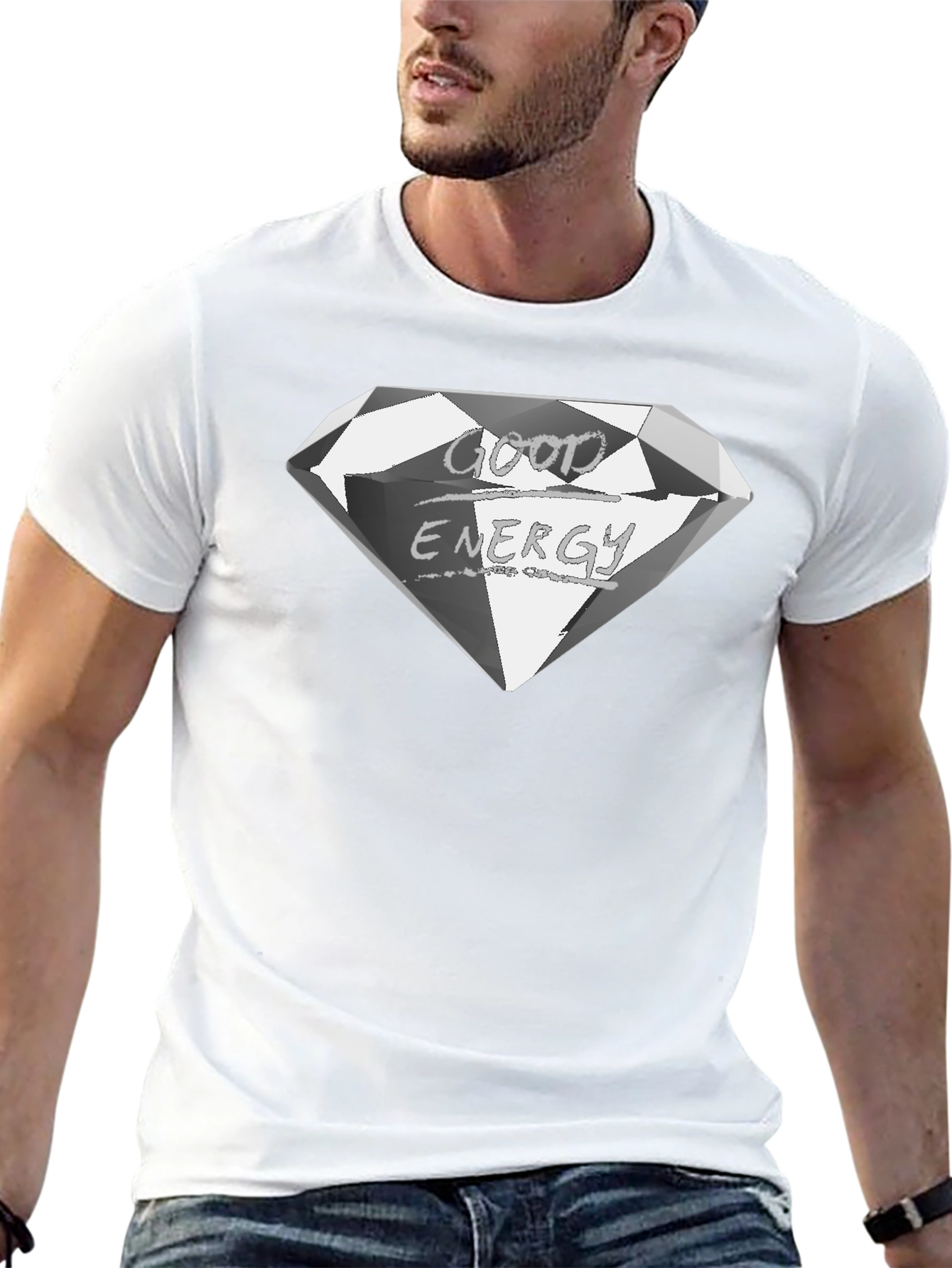 Good Energy Diamond Graphic Tee - Premium Black Shirt