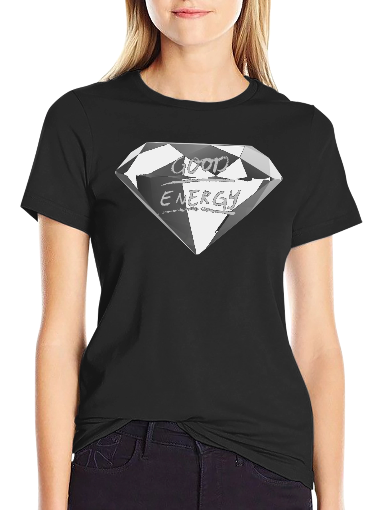 Good Energy Diamond Graphic Tee - Premium Black Shirt