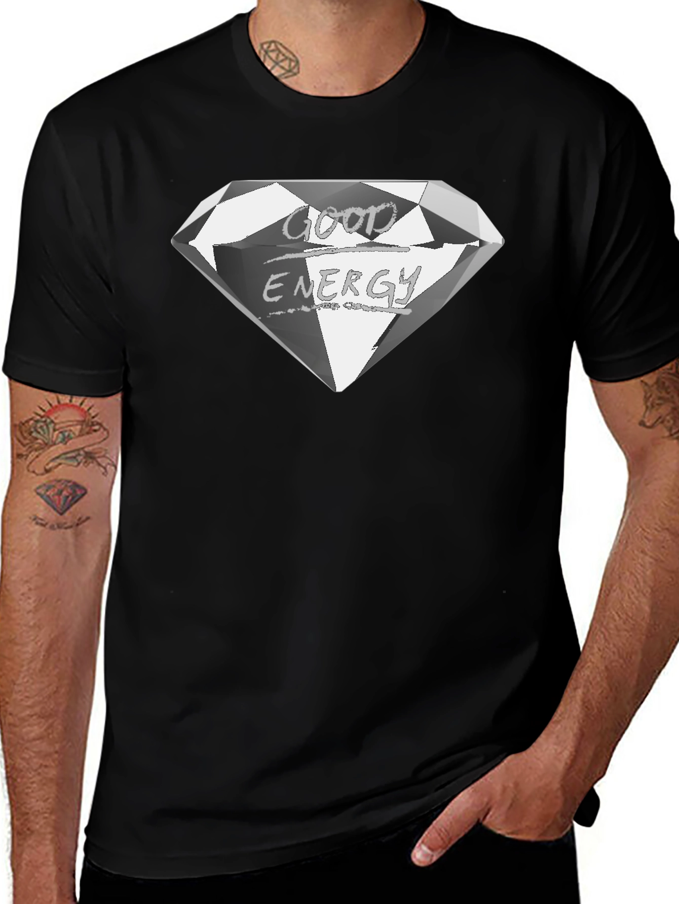Good Energy Diamond Graphic Tee - Premium Black Shirt