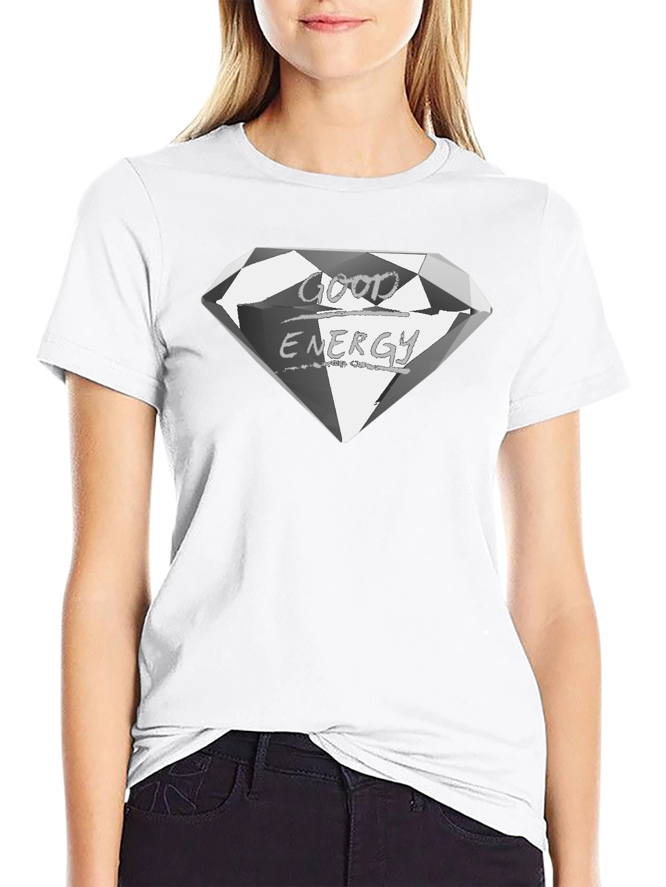 Good Energy Diamond Graphic Tee - Premium Black Shirt