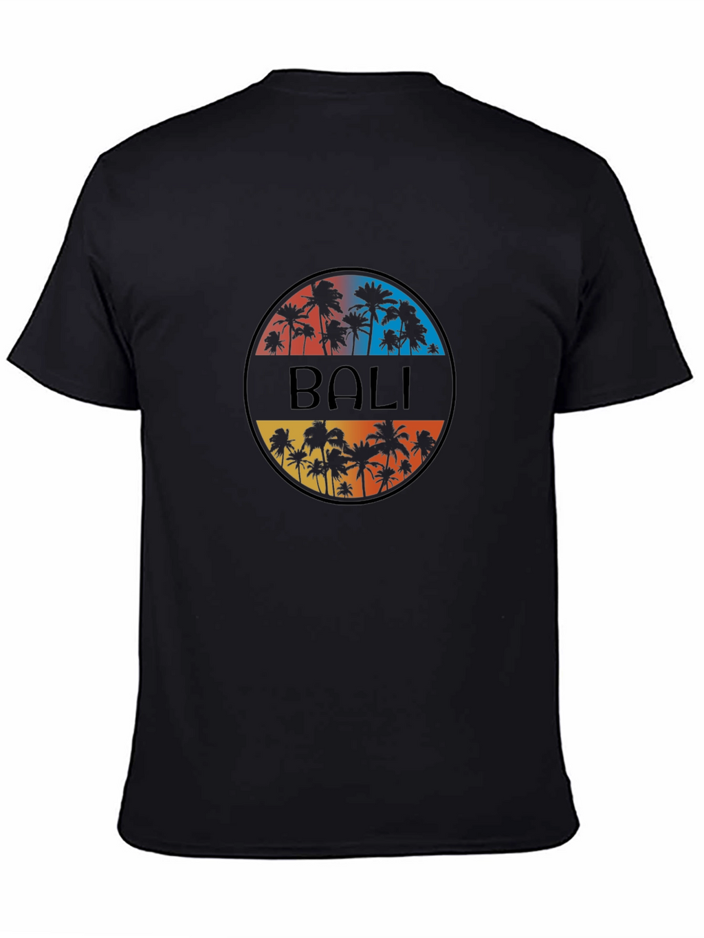Bali Palm Tree Graphic Black T-Shirt