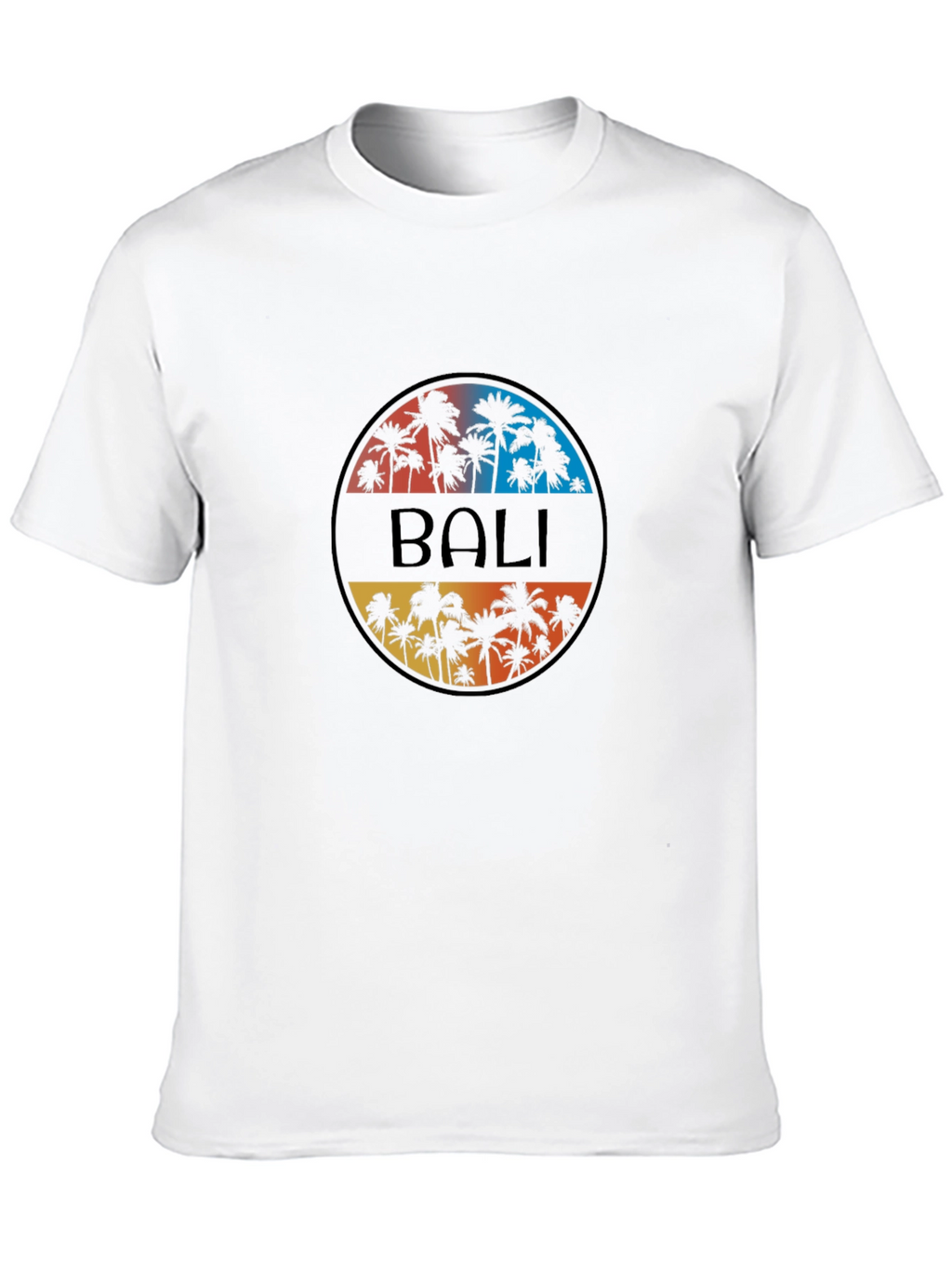 Bali Palm Tree Graphic Black T-Shirt