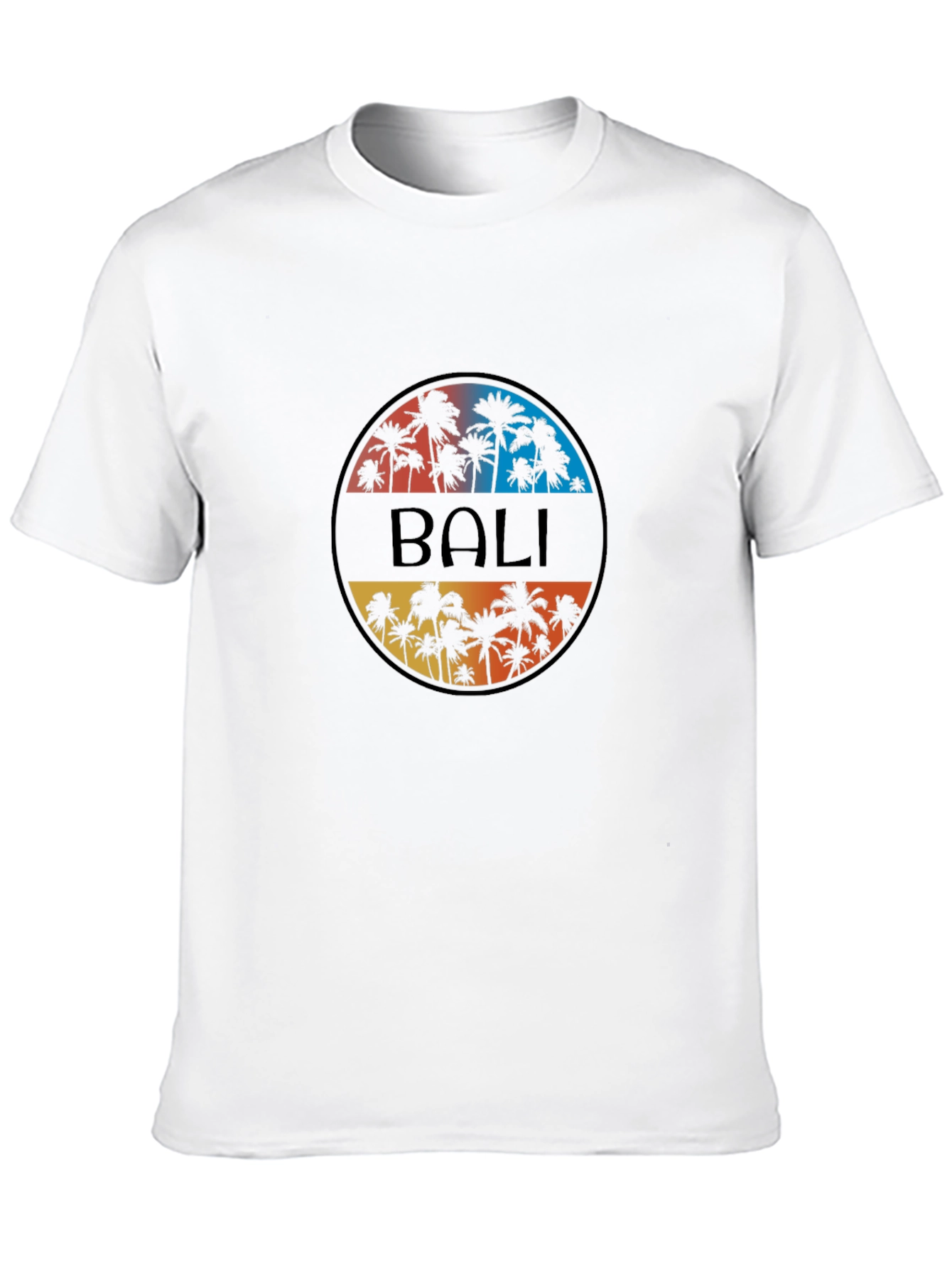 Bali Palm Tree Graphic Black T-Shirt