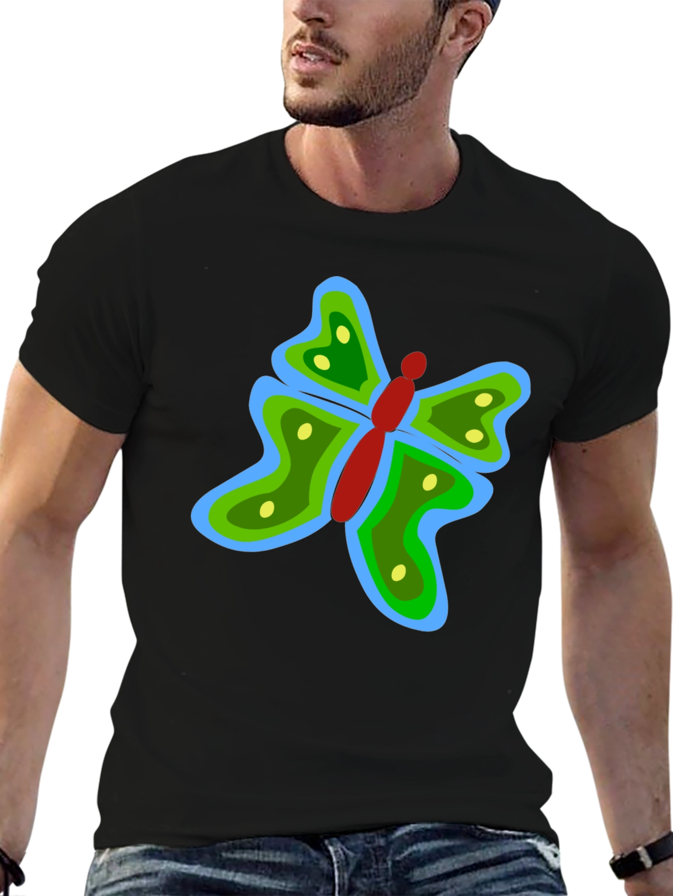 Butterfly Graphic Black T-Shirt - Funky Casual Tee