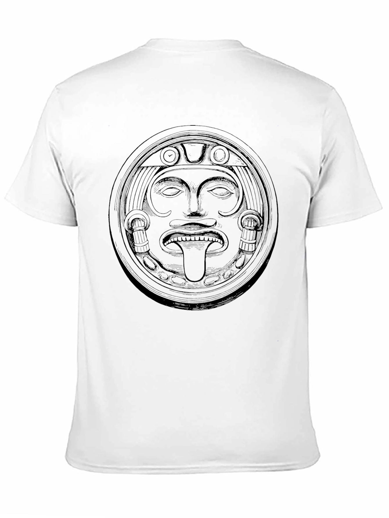 Aztec Sun God Graphic Tee - Black Cotton T-Shirt
