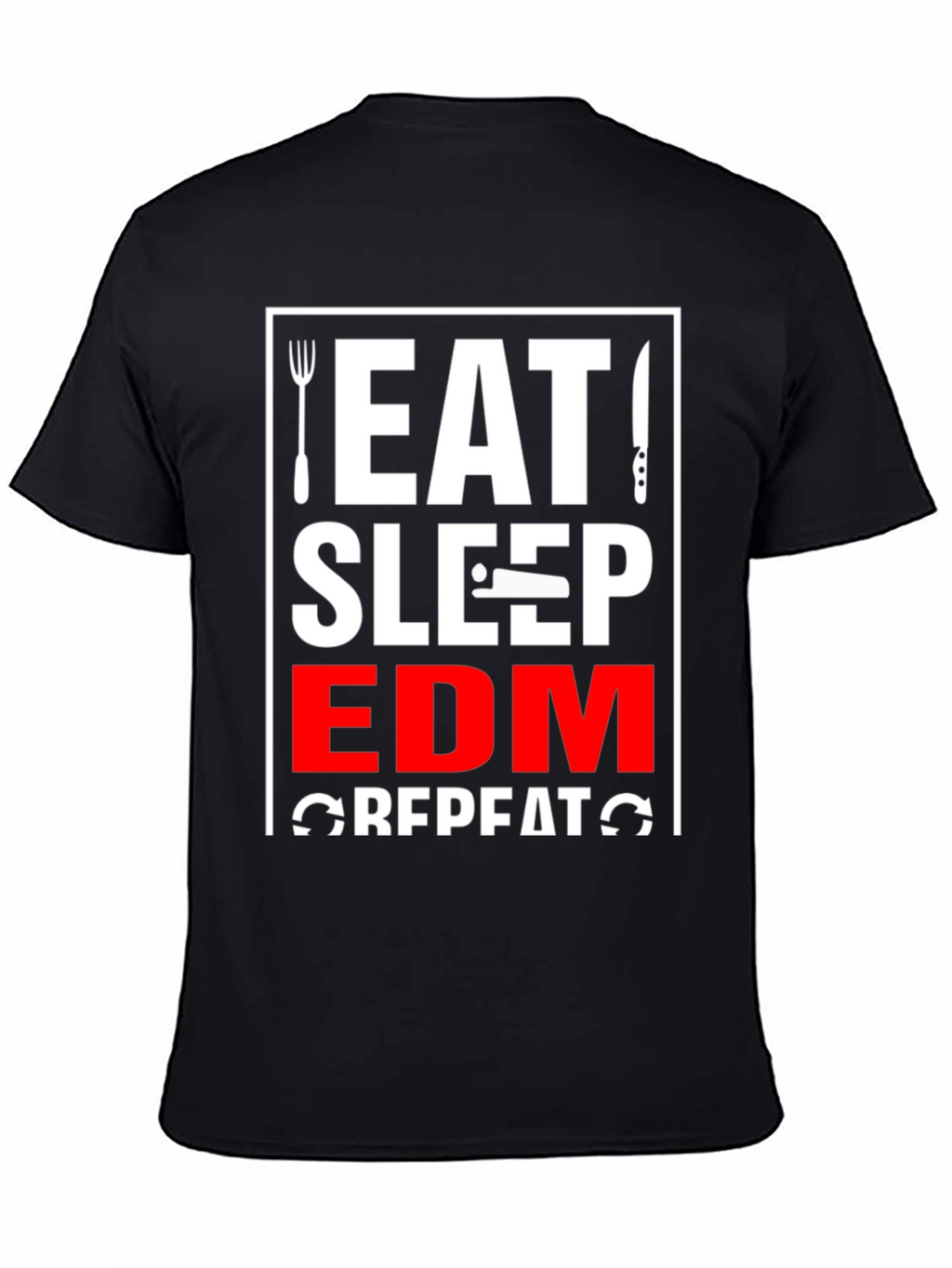 Eat Sleep EDM Repeat Black Graphic T-Shirt