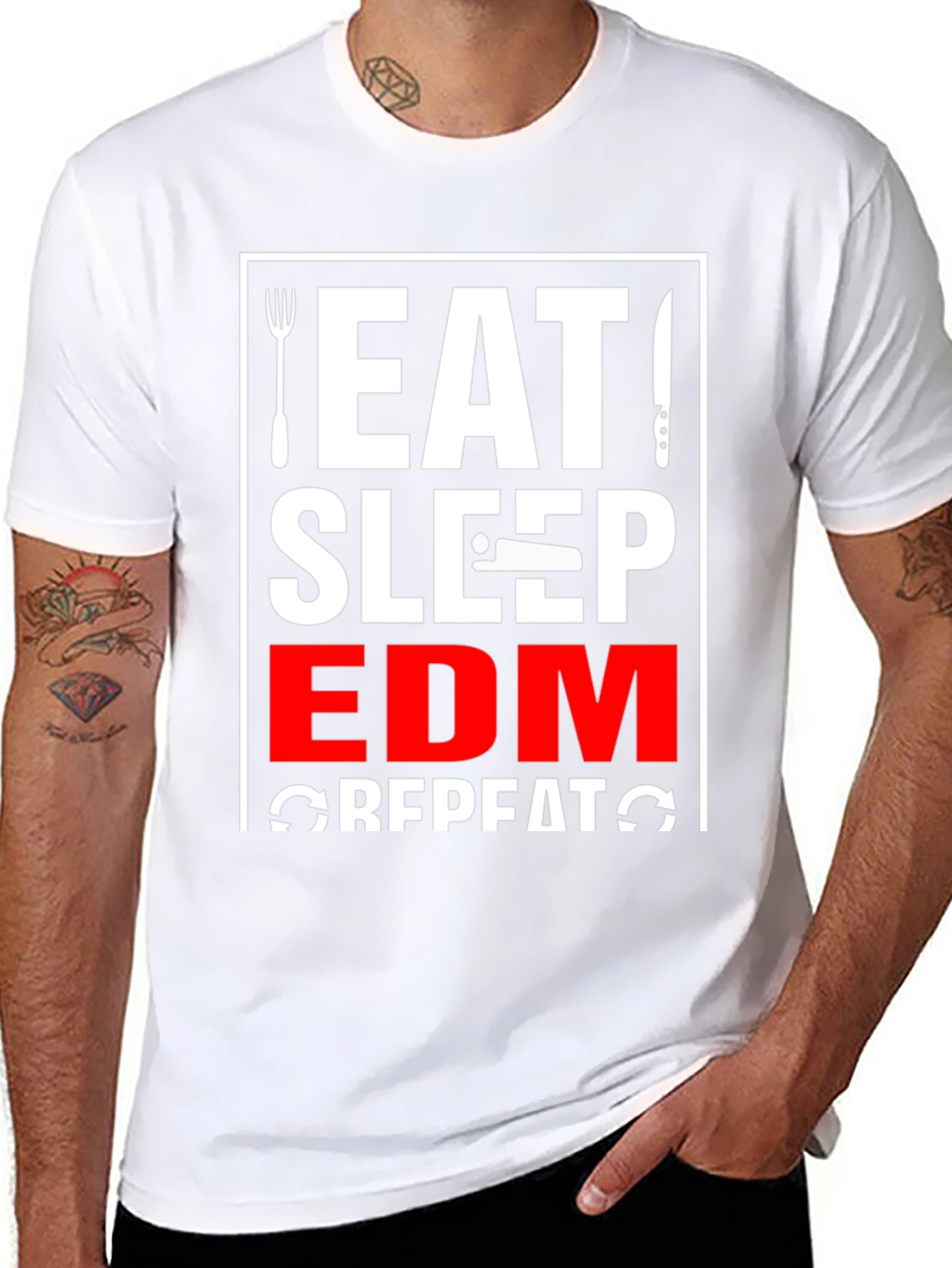 Eat Sleep EDM Repeat Black Graphic T-Shirt