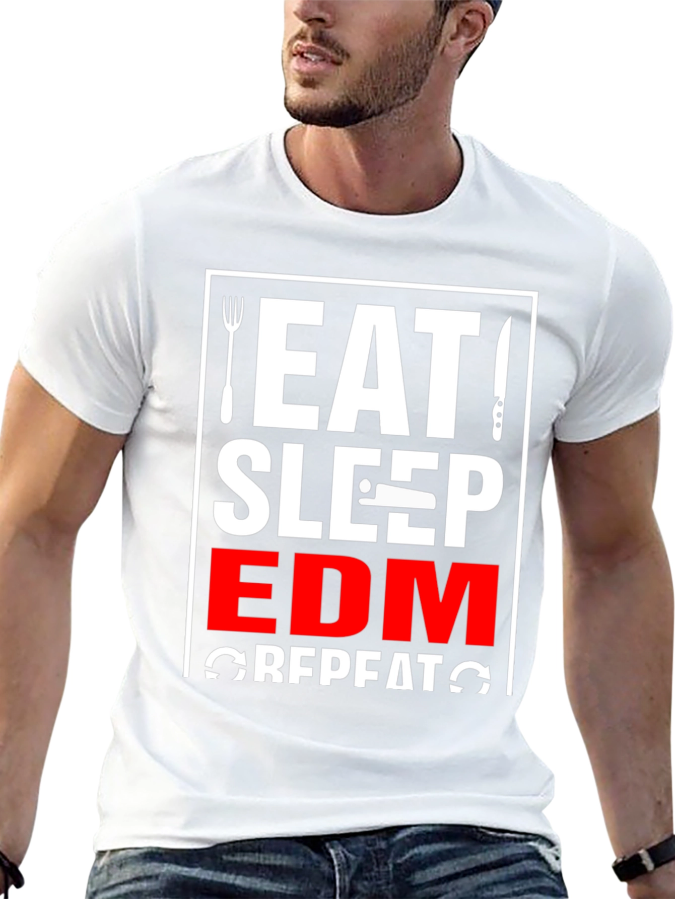 Eat Sleep EDM Repeat Black Graphic T-Shirt