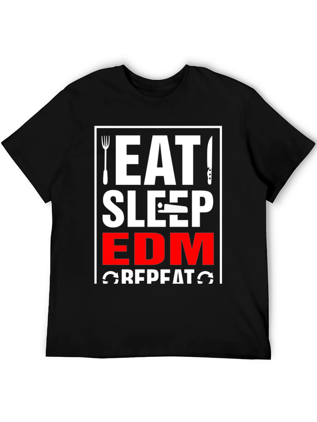 Eat Sleep EDM Repeat Black Graphic T-Shirt