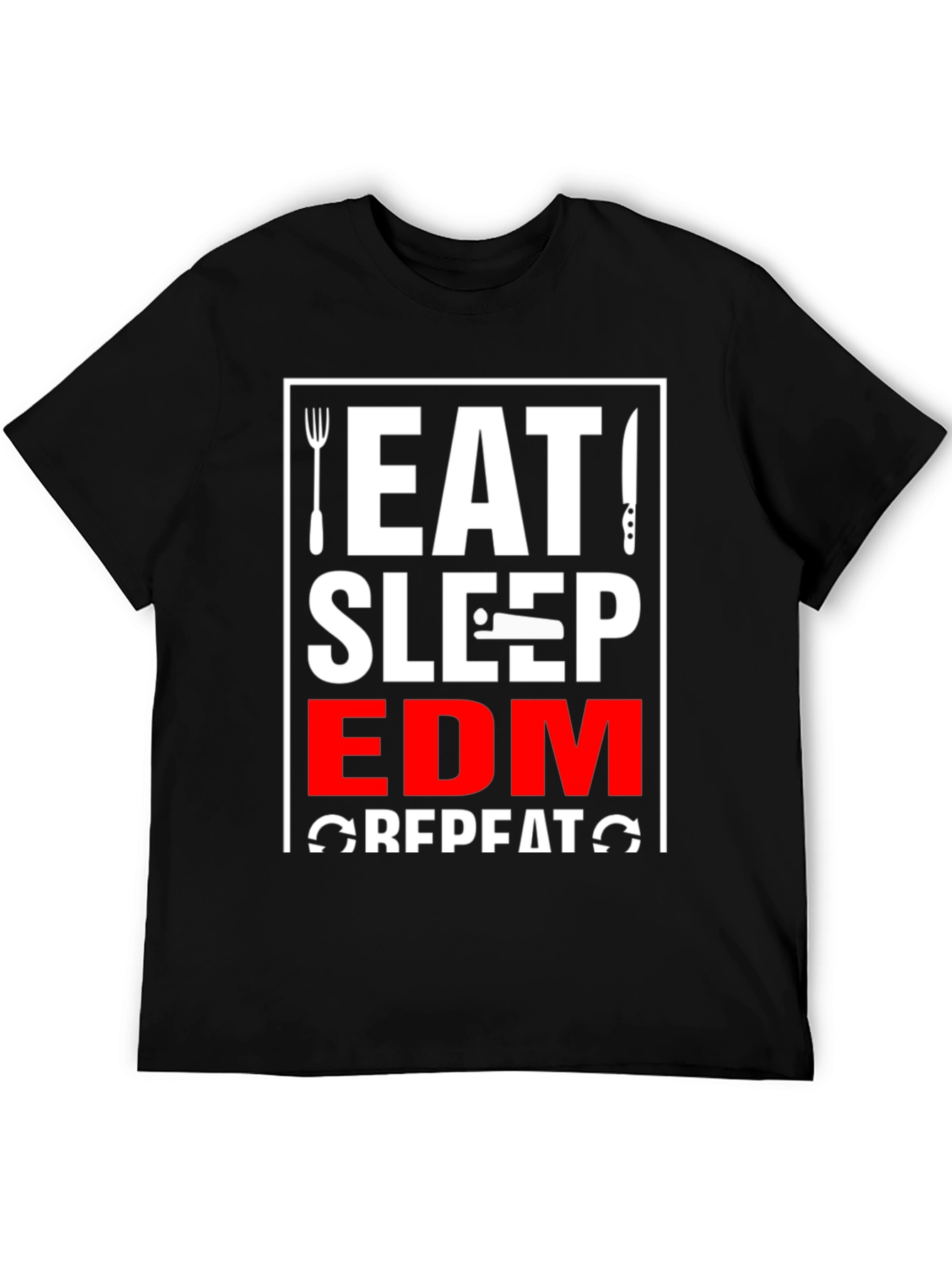 Eat Sleep EDM Repeat Black Graphic T-Shirt