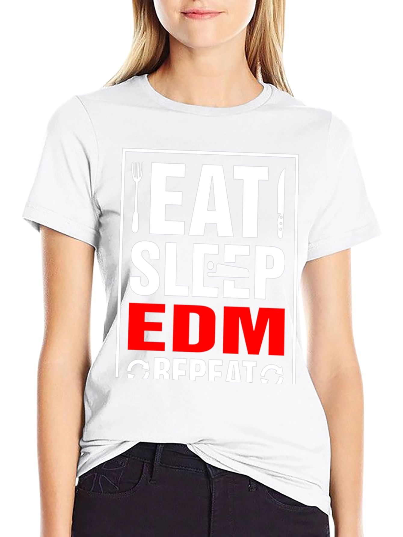 Eat Sleep EDM Repeat Black Graphic T-Shirt