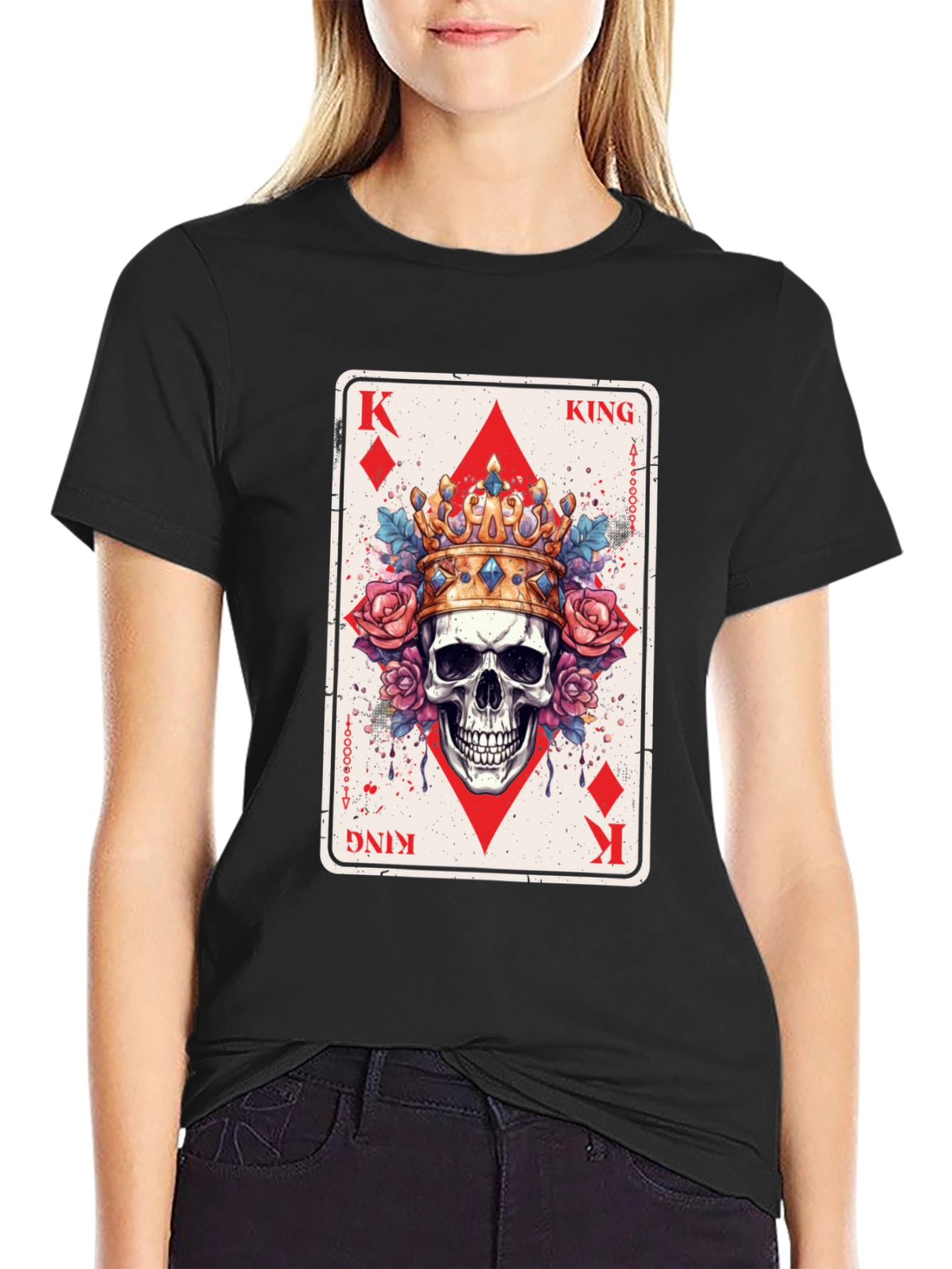 King of Diamonds Skull Graphic T-Shirt