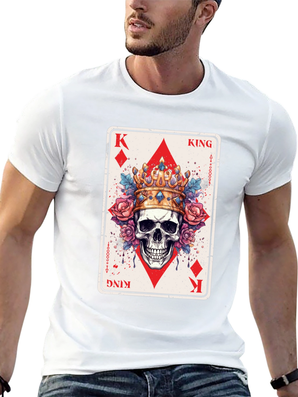 King of Diamonds Skull Graphic T-Shirt