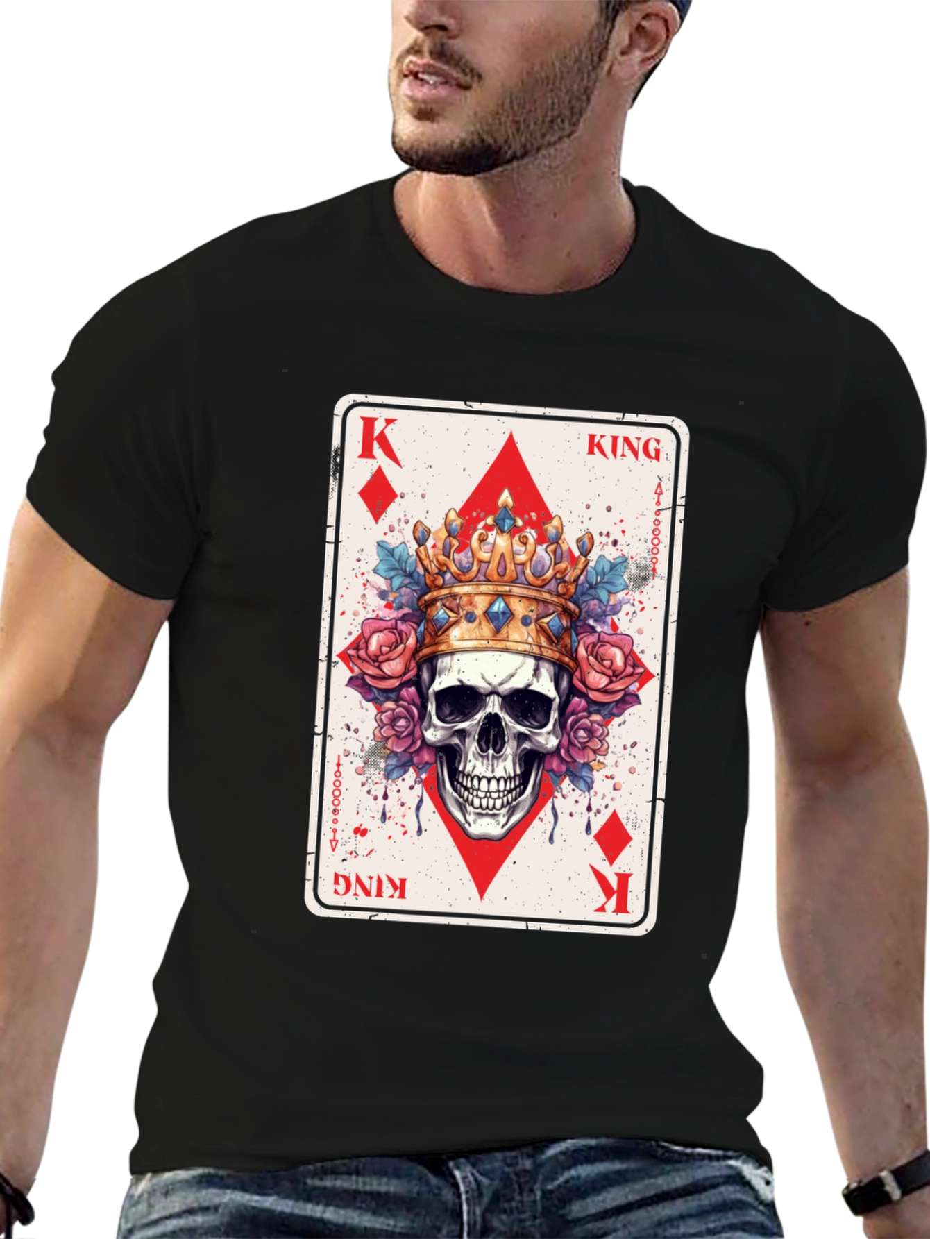 King of Diamonds Skull Graphic T-Shirt