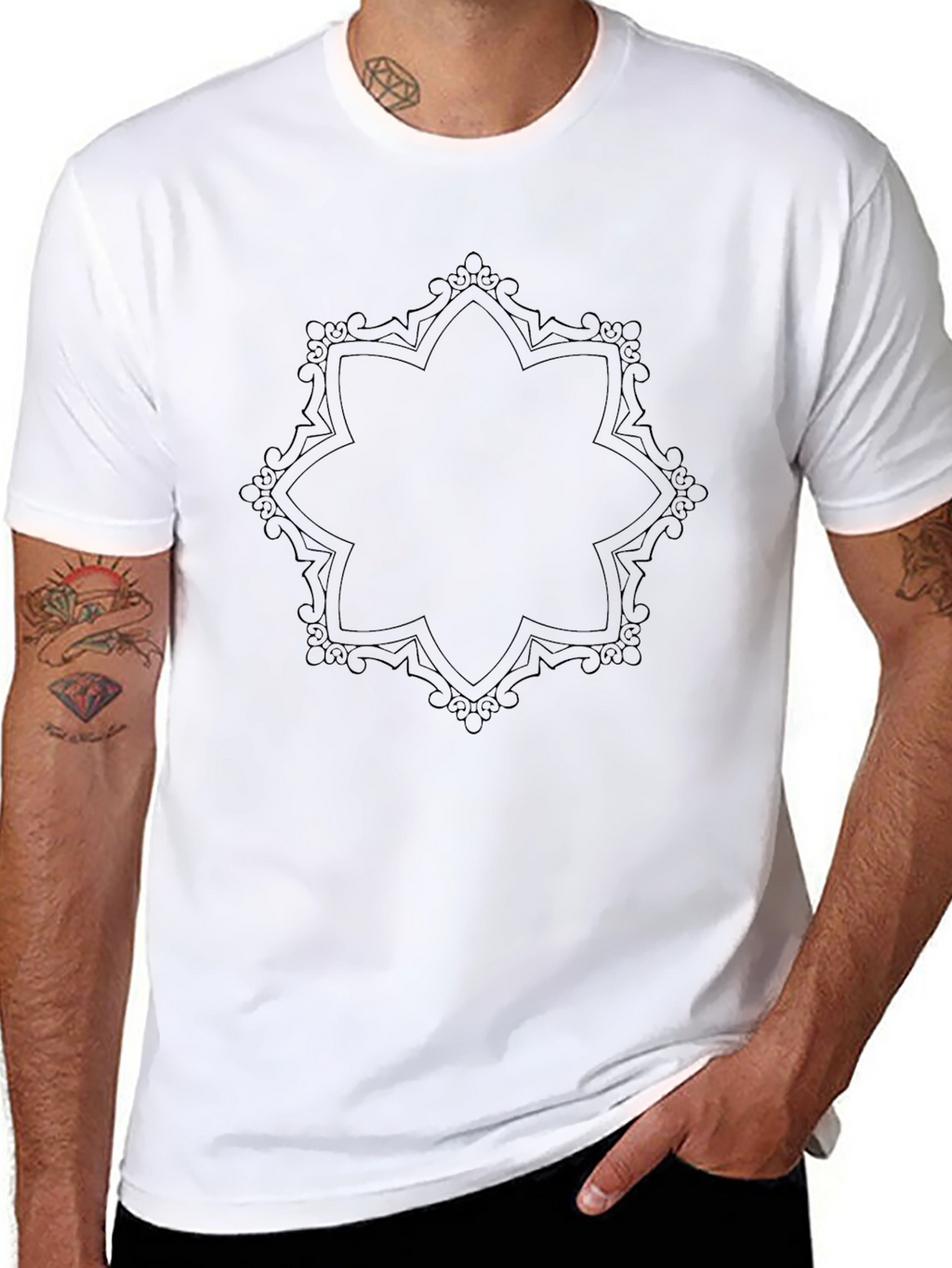 Black Graphic Tee - Mandala Design