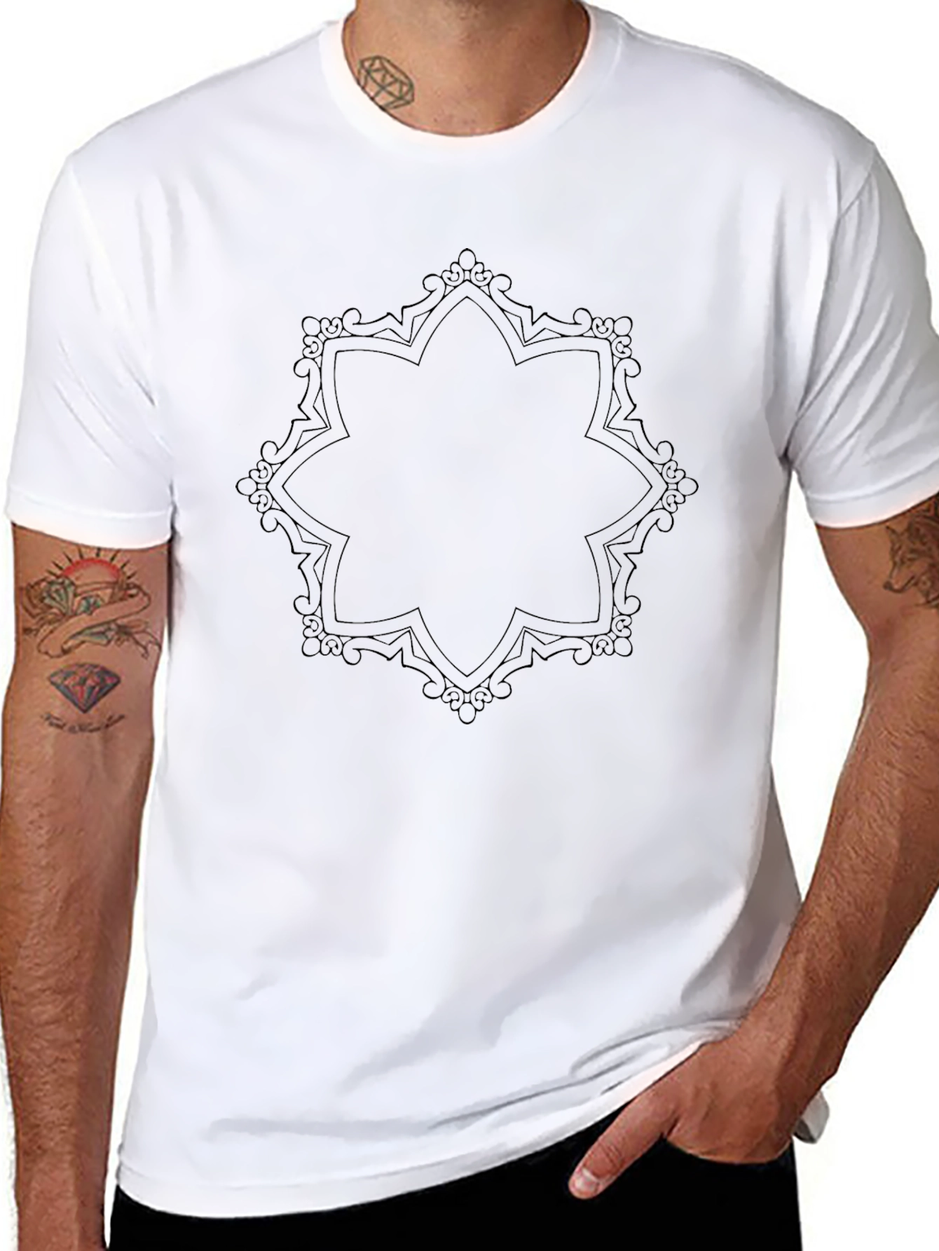 Black Graphic Tee - Mandala Design