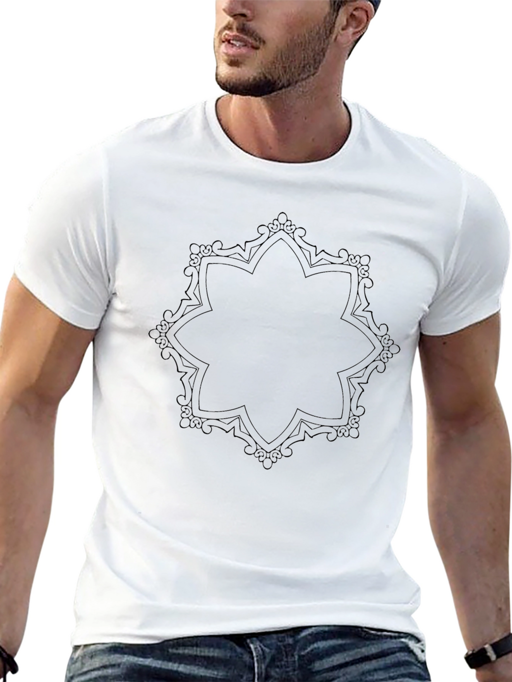 Black Graphic Tee - Mandala Design