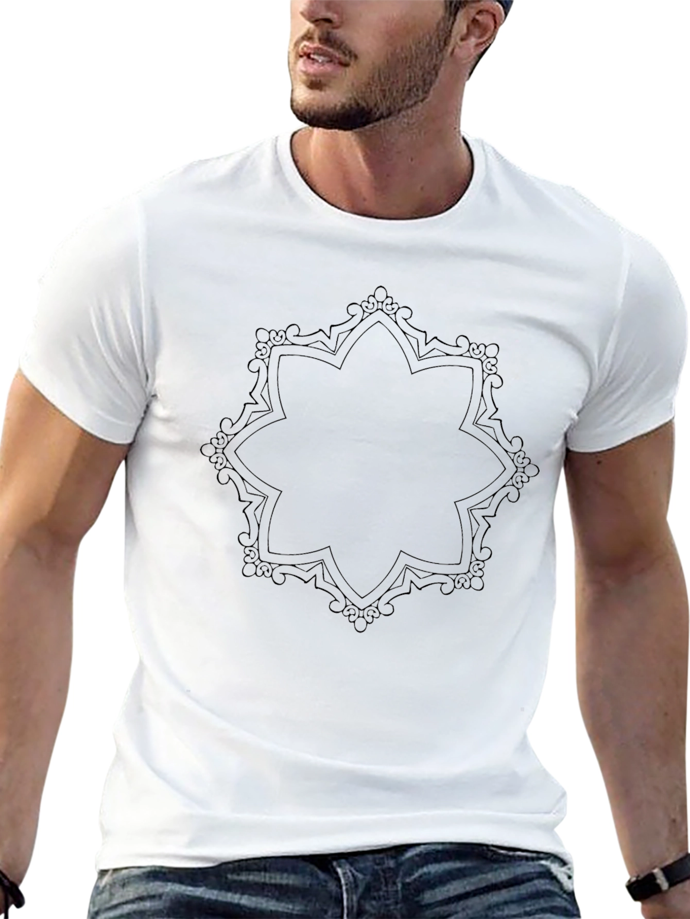 Black Graphic Tee - Mandala Design