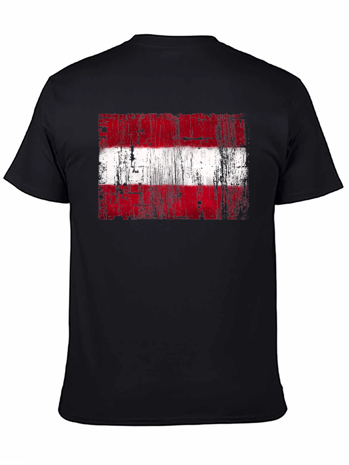 Distressed Austria Flag Graphic Tee - Black Cotton T-Shirt