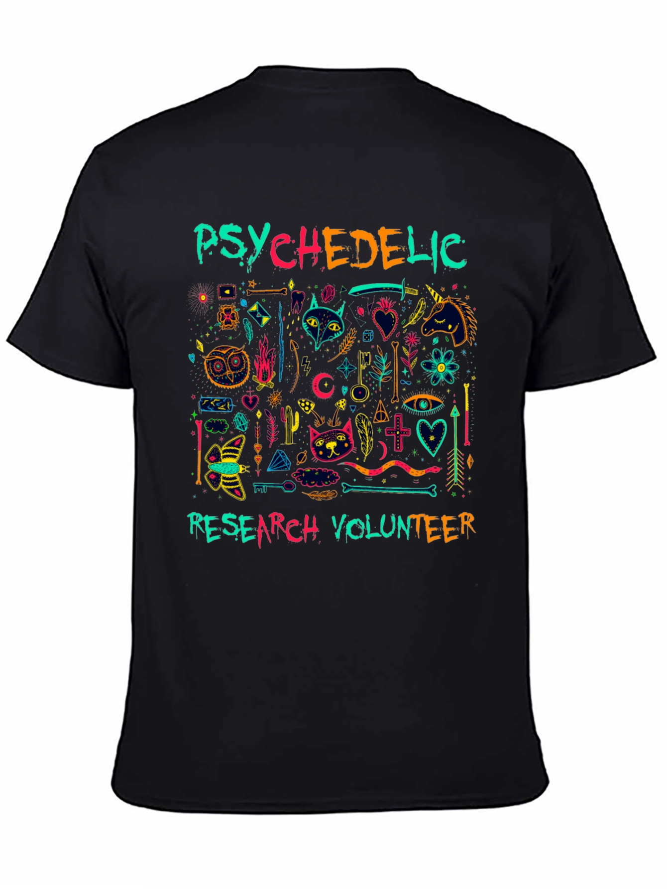 Psychedelic Research Volunteer Graphic Tee - Black