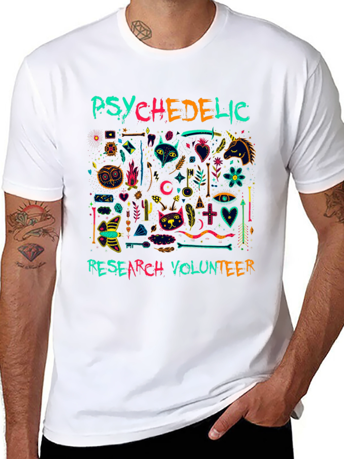 Psychedelic Research Volunteer Graphic Tee - Black