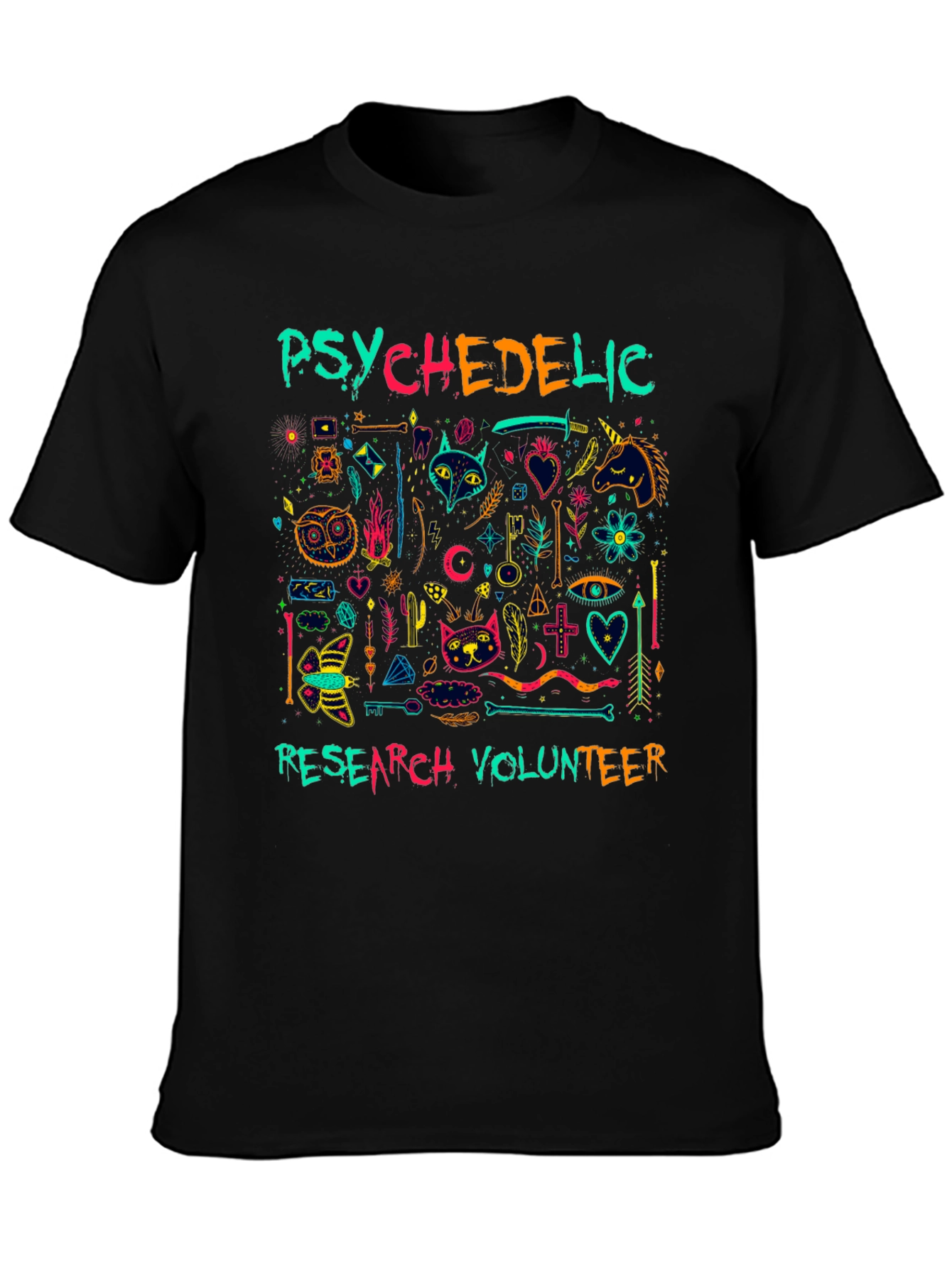 Psychedelic Research Volunteer Graphic Tee - Black