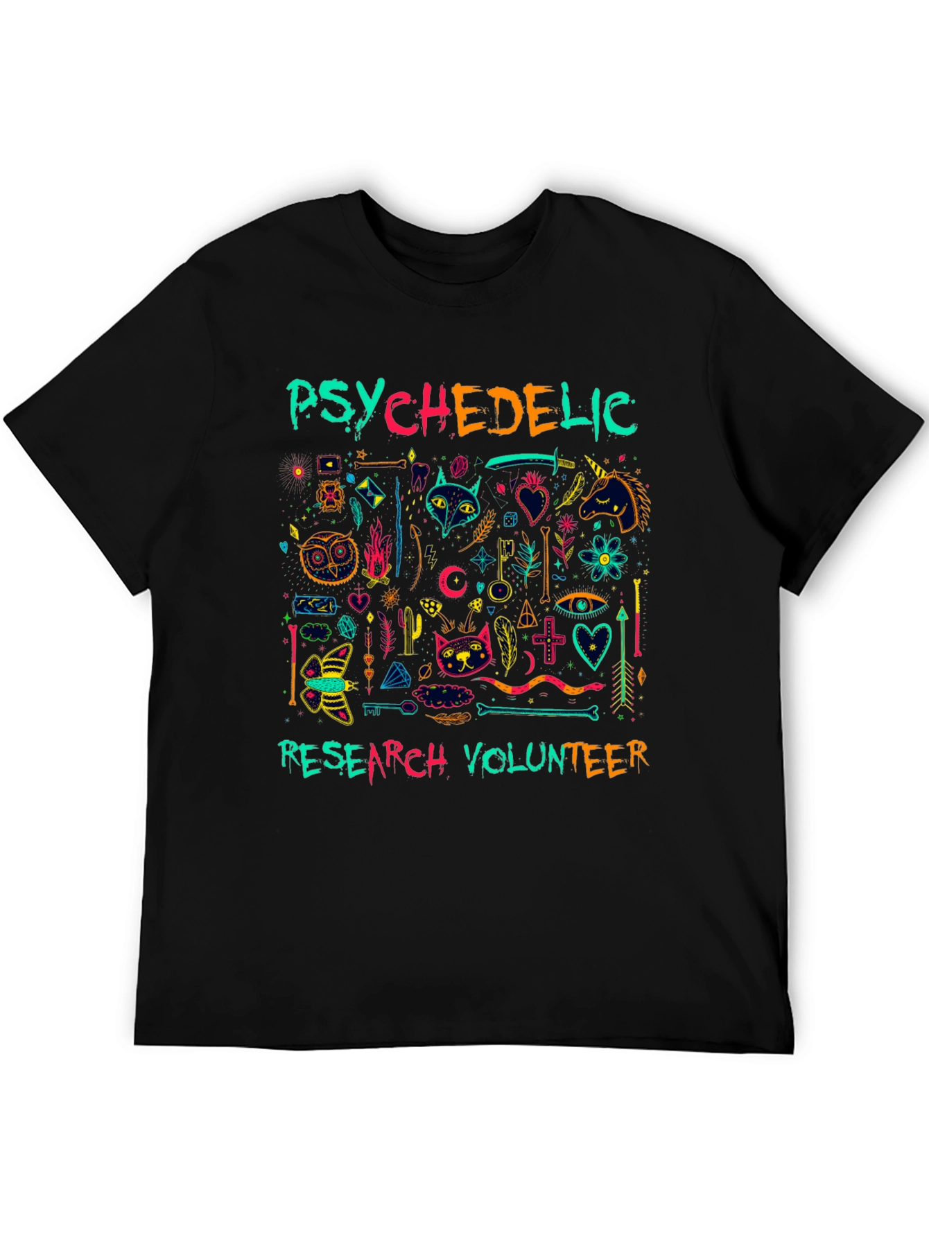 Psychedelic Research Volunteer Graphic Tee - Black