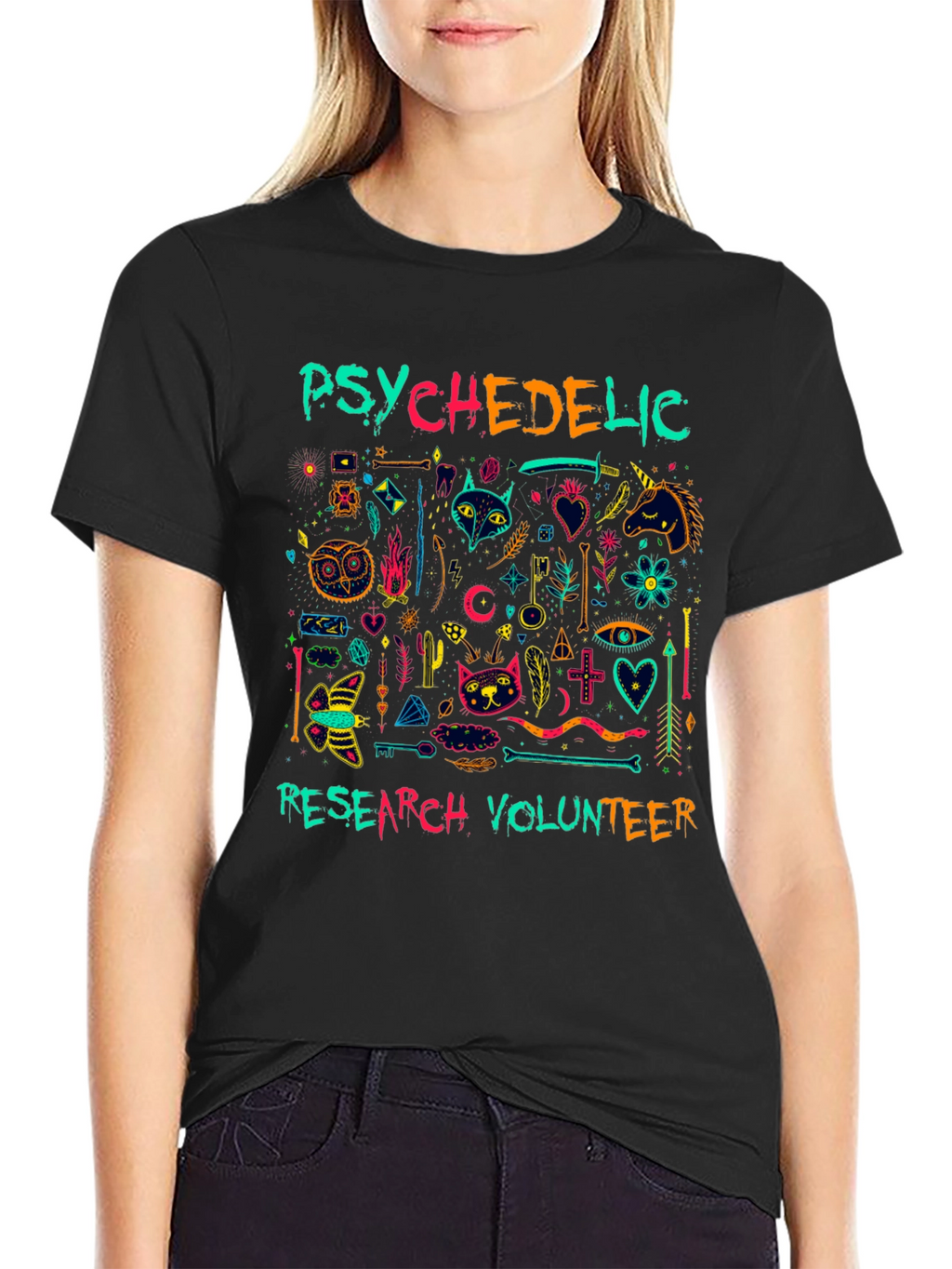Psychedelic Research Volunteer Graphic Tee - Black
