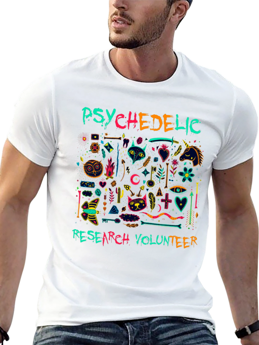 Psychedelic Research Volunteer Graphic Tee - Black