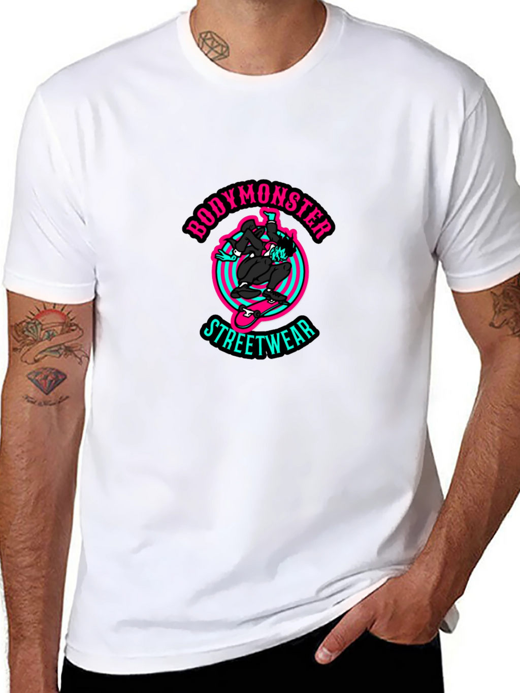 BodyMonster Skateboard Graphic Black T-Shirt
