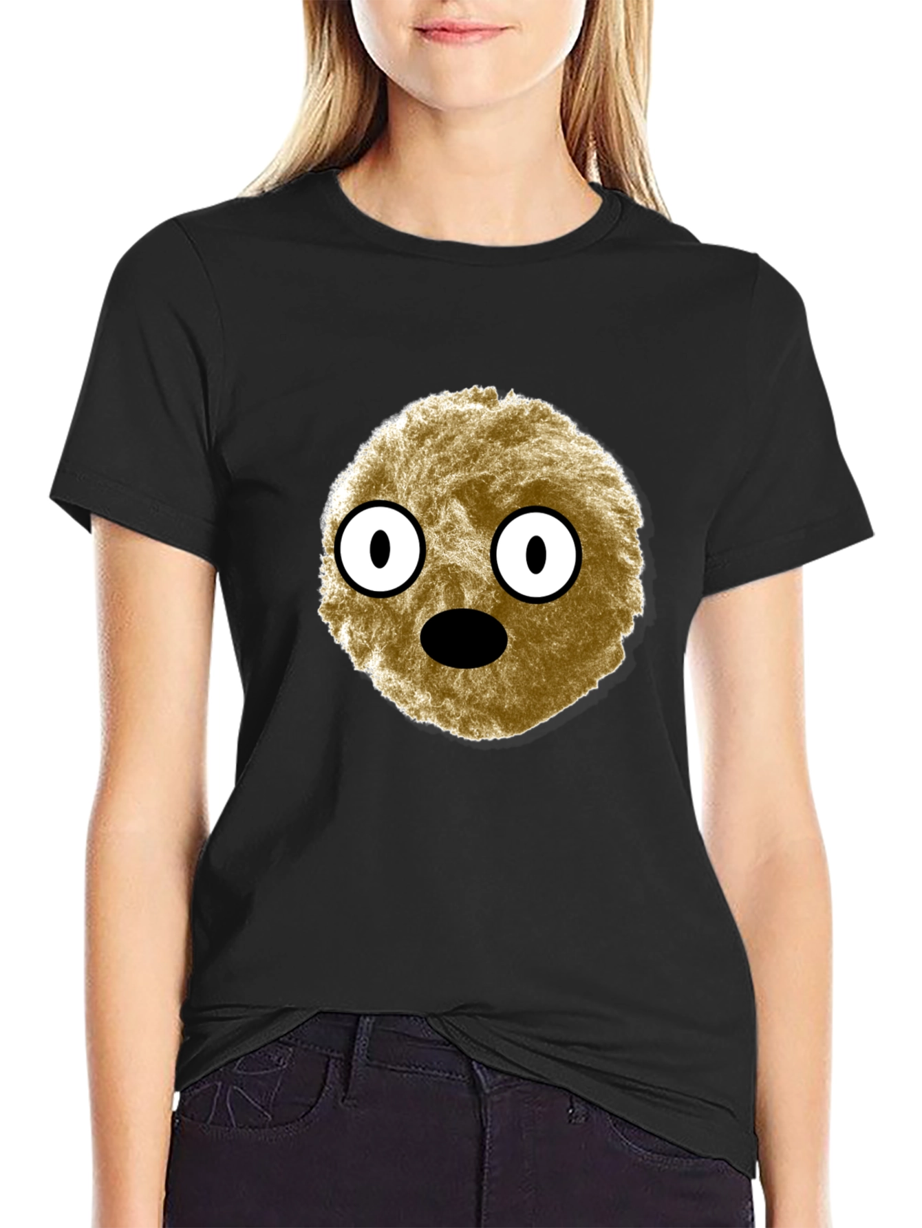 Cartoon Creature Graphic Tee - Soft Black T-Shirt