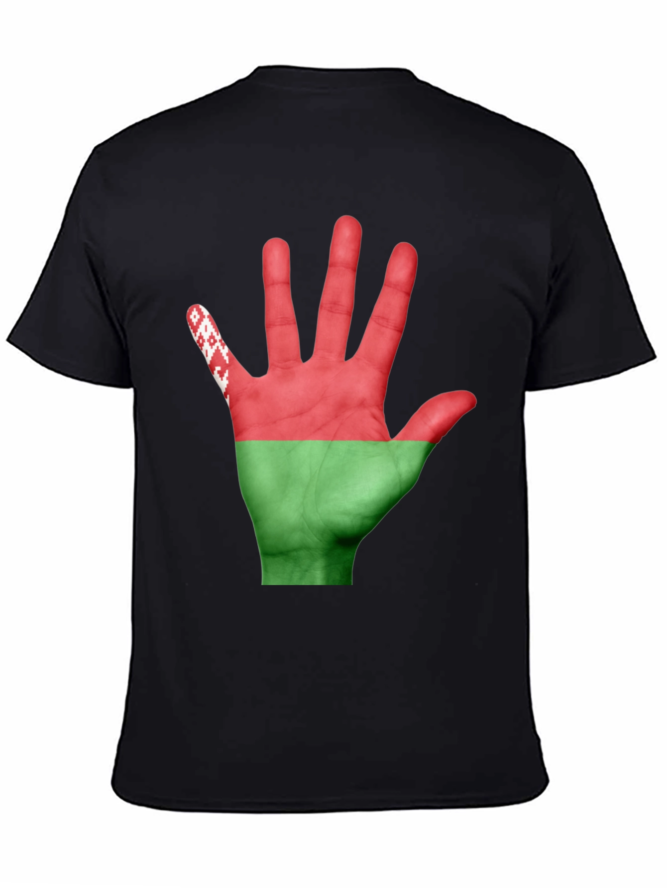 Belarus Flag Hand Print Black T-Shirt