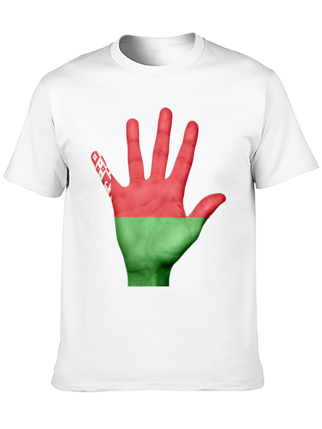 Belarus Flag Hand Print Black T-Shirt