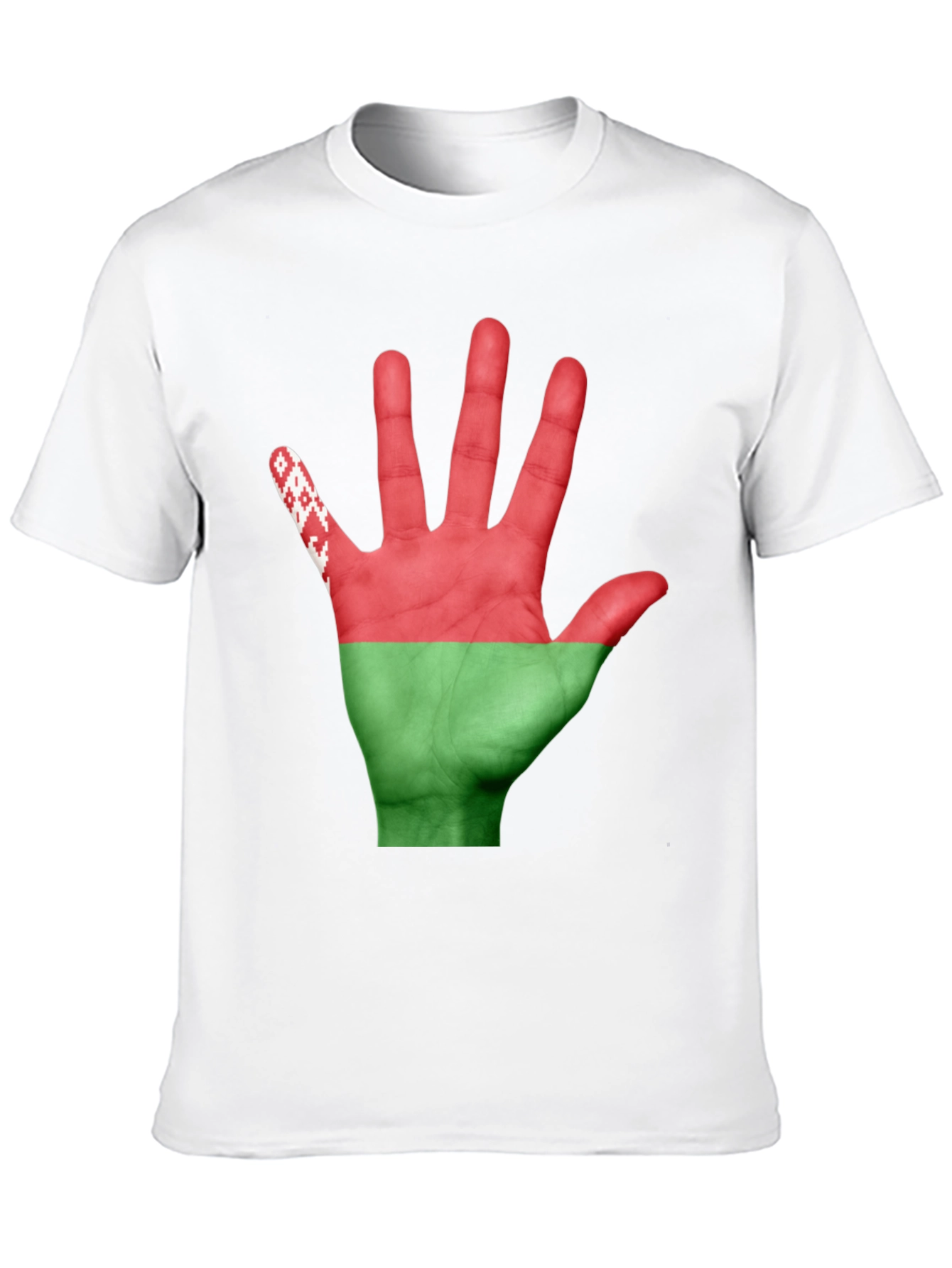 Belarus Flag Hand Print Black T-Shirt