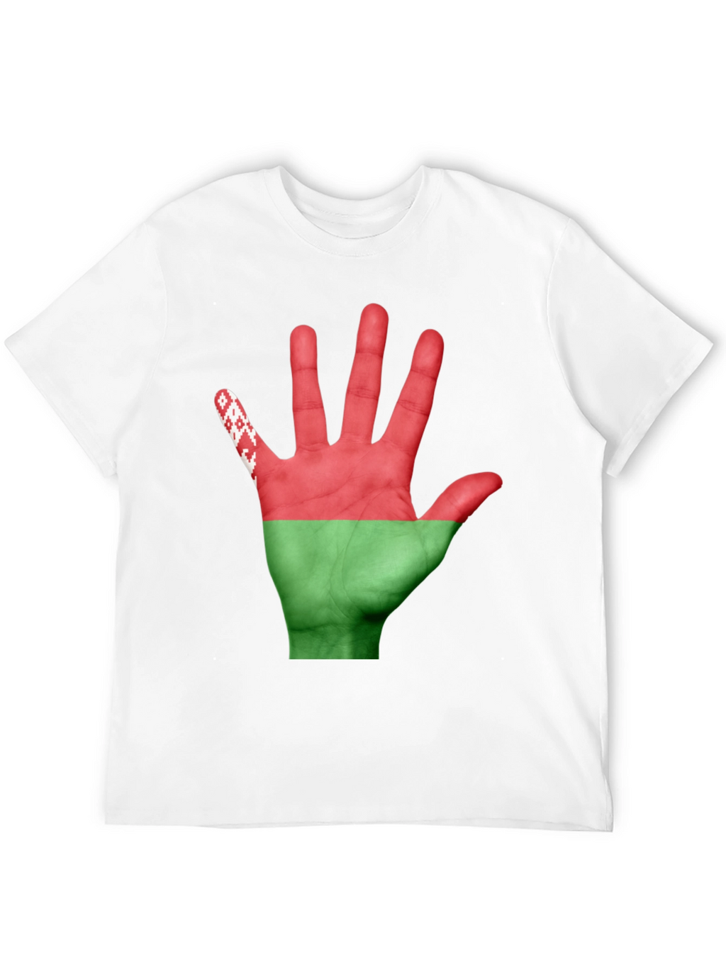 Belarus Flag Hand Print Black T-Shirt