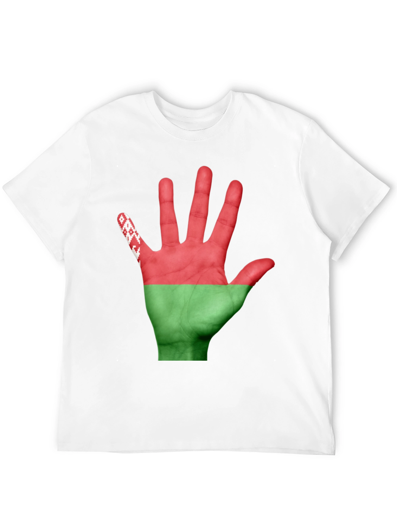 Belarus Flag Hand Print Black T-Shirt