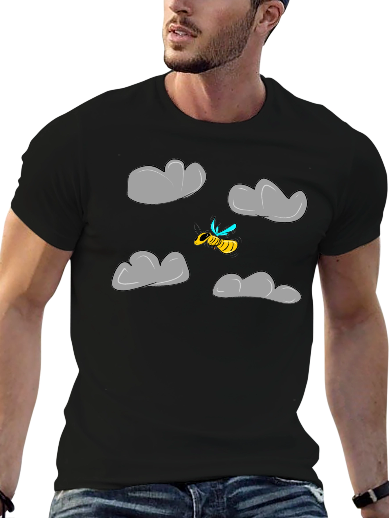 Cartoon Bee Cloud Graphic T-Shirt