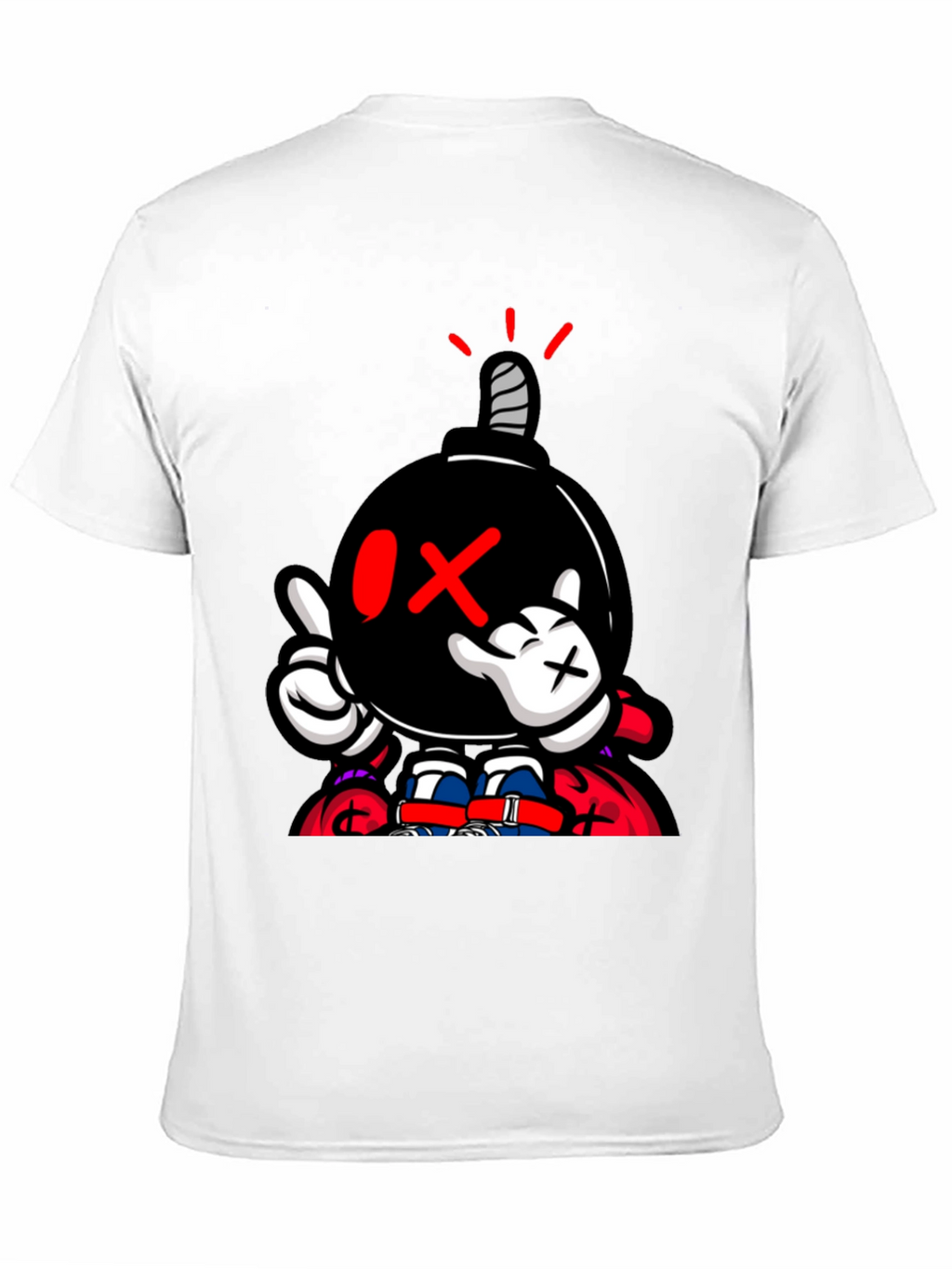 Cartoon Bomb Graphic Print Black T-Shirt