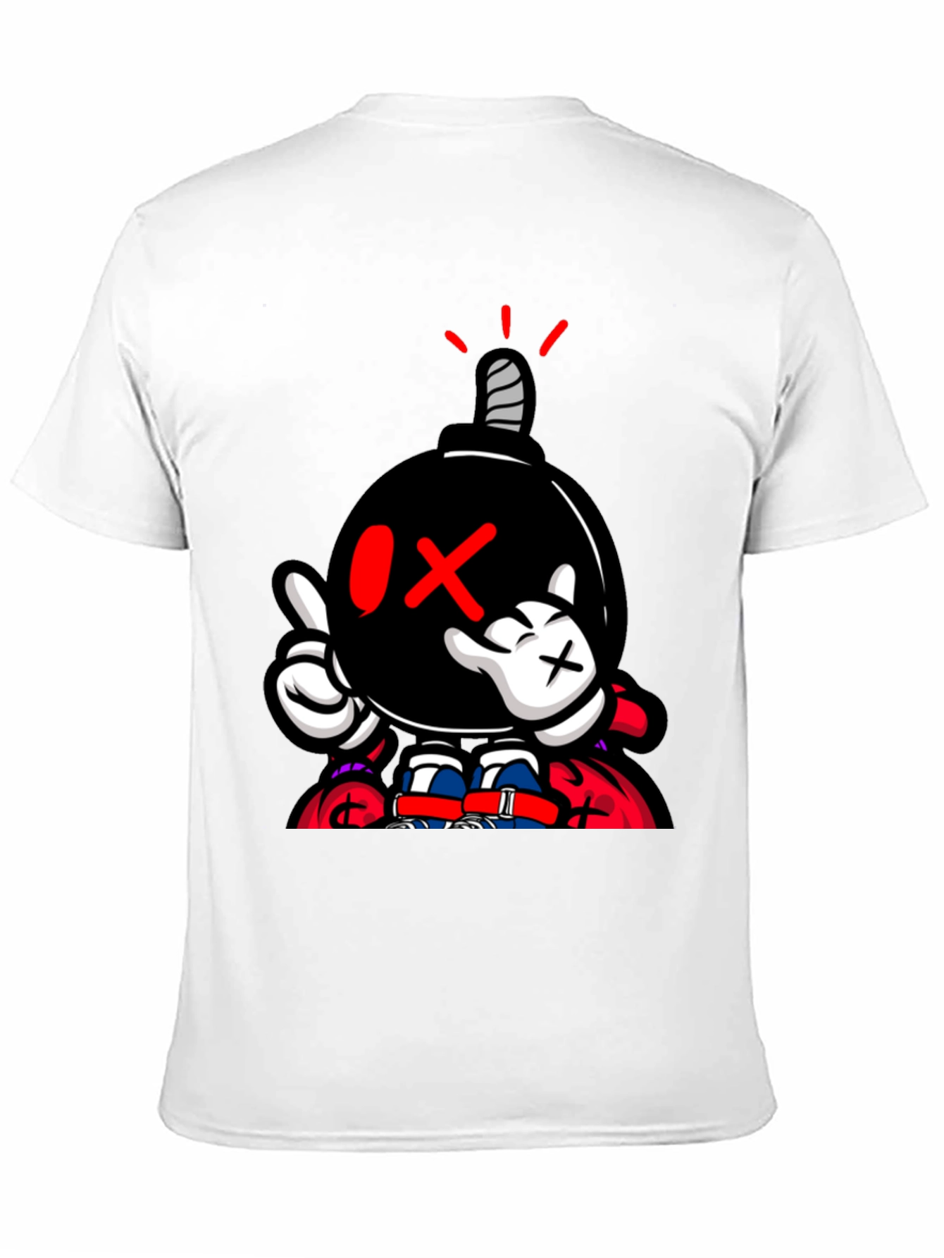 Cartoon Bomb Graphic Print Black T-Shirt