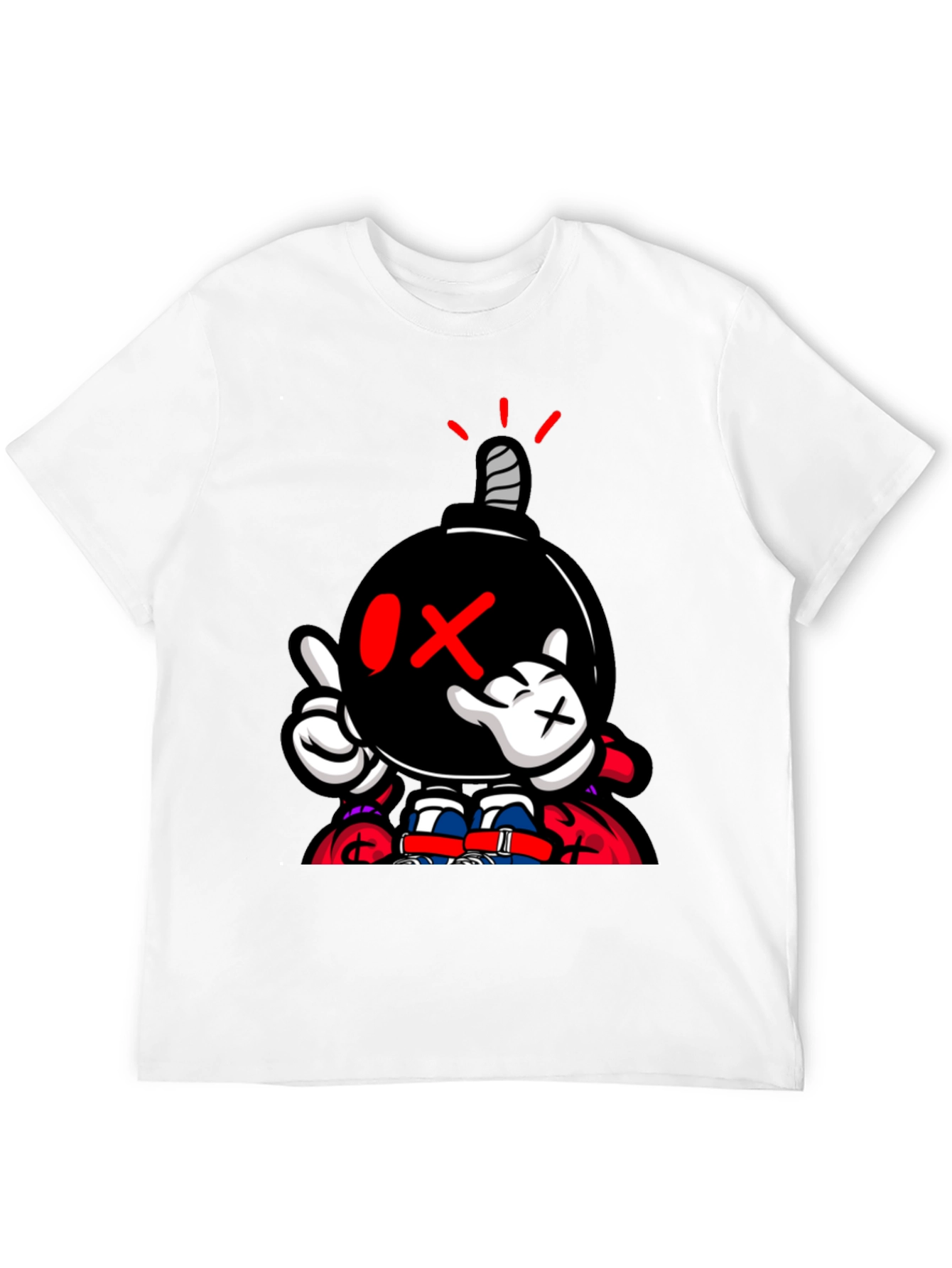 Cartoon Bomb Graphic Print Black T-Shirt