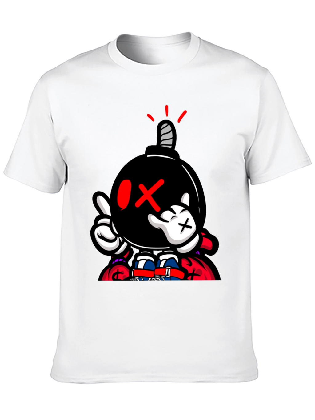 Cartoon Bomb Graphic Print Black T-Shirt