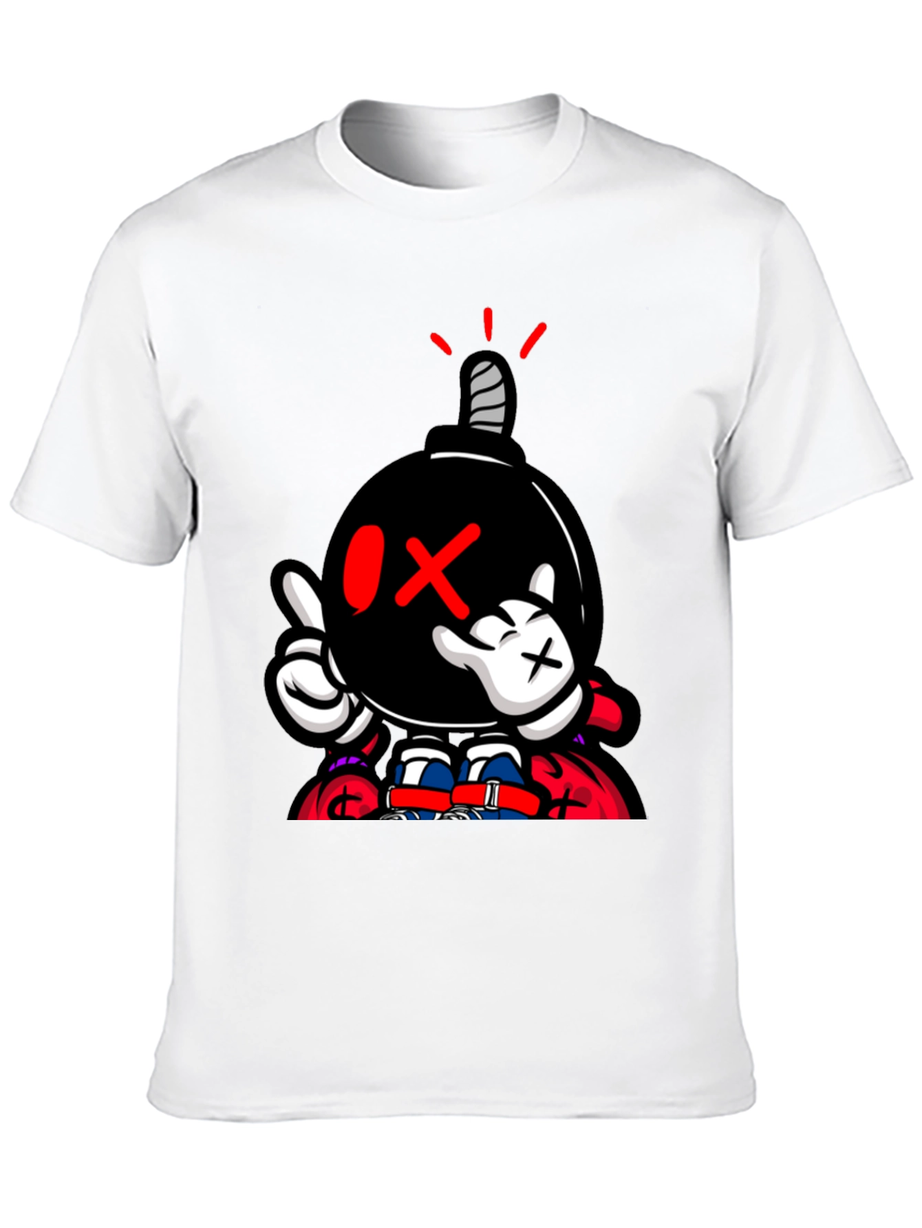 Cartoon Bomb Graphic Print Black T-Shirt