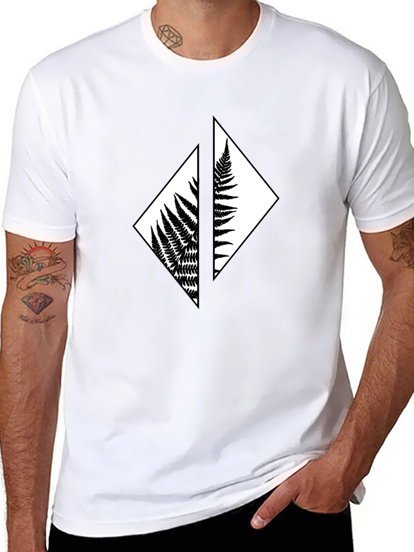 Fern Diamond Black T-Shirt - Nature Inspired Graphic Tee
