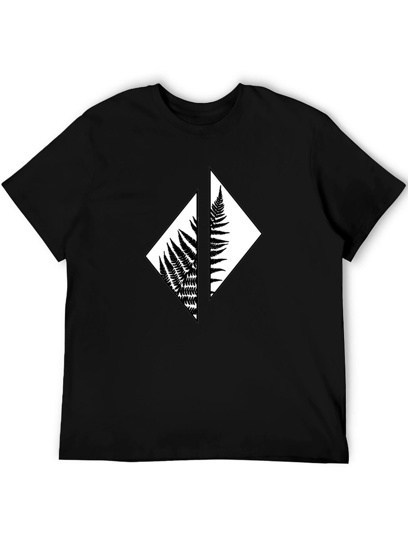 Fern Diamond Black T-Shirt - Nature Inspired Graphic Tee